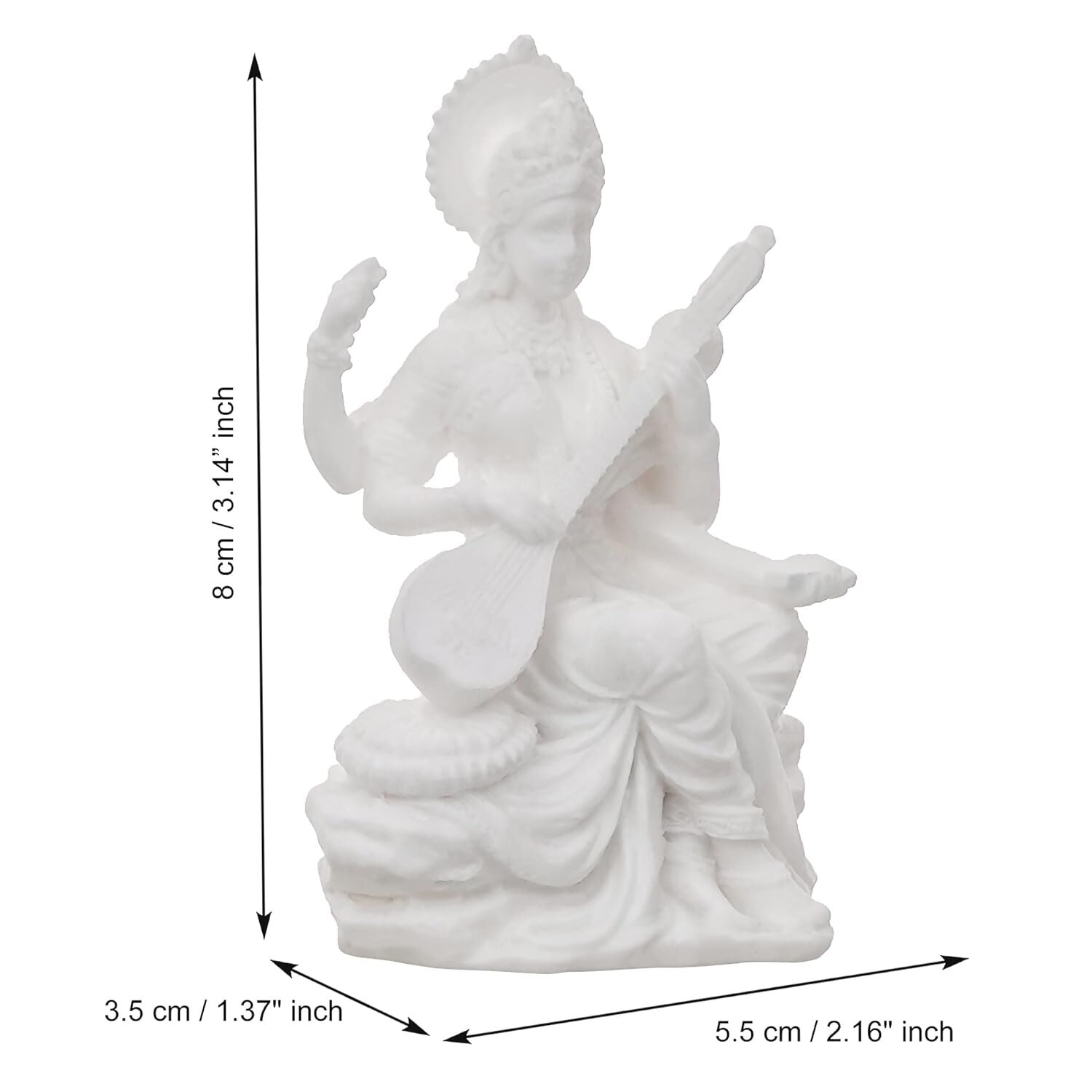 eCraftIndia White Polyresin Goddess Saraswati Statue