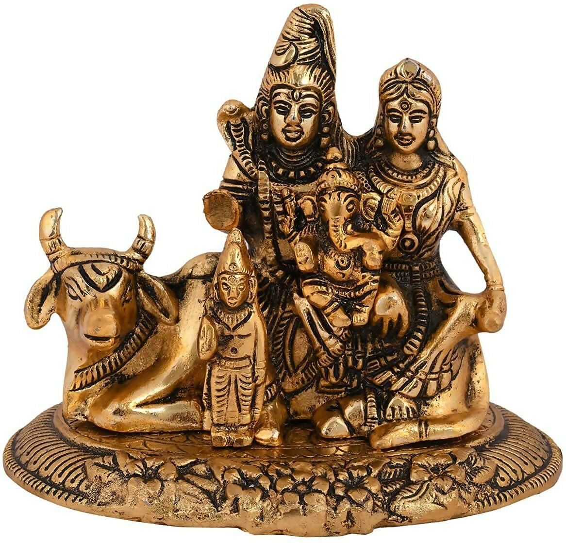 Collectible India Handcrafted Shiva Parvati Ganesh Idol