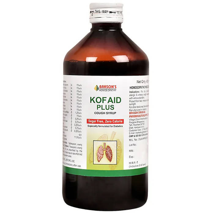 Bakson's Homeopathy Kof Aid Plus Syrup Sugar Free