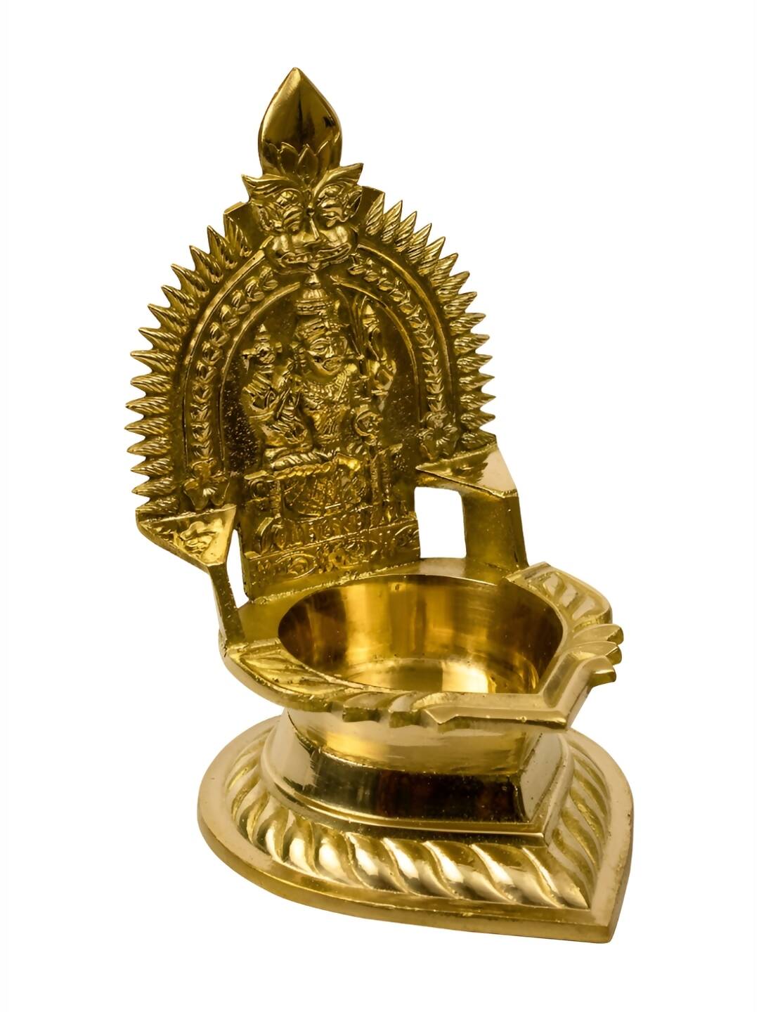 Spillbox Gold-Toned Brass Karumbu Kamachi Diya Pooja Essential