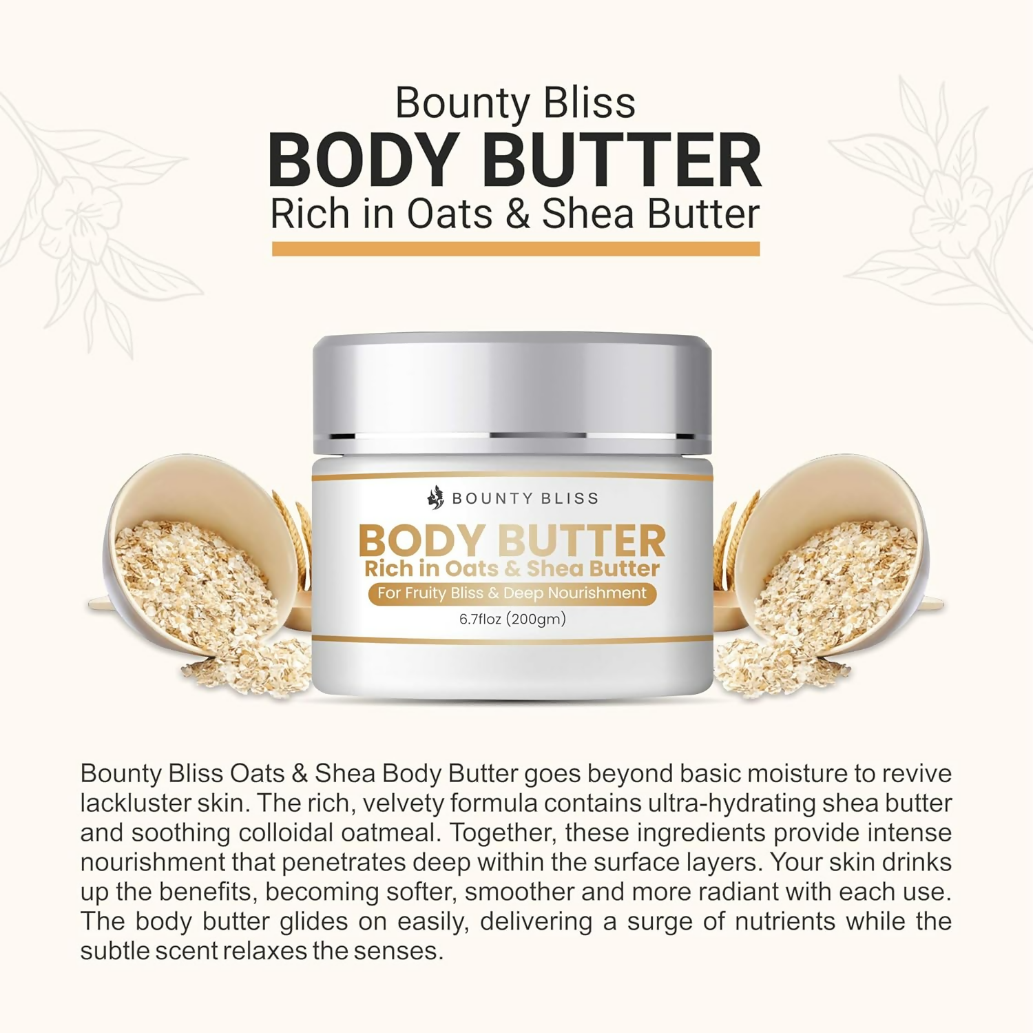 Bounty Bliss Oats & Shea Body Butter Cream - Nourishing Moisturizer