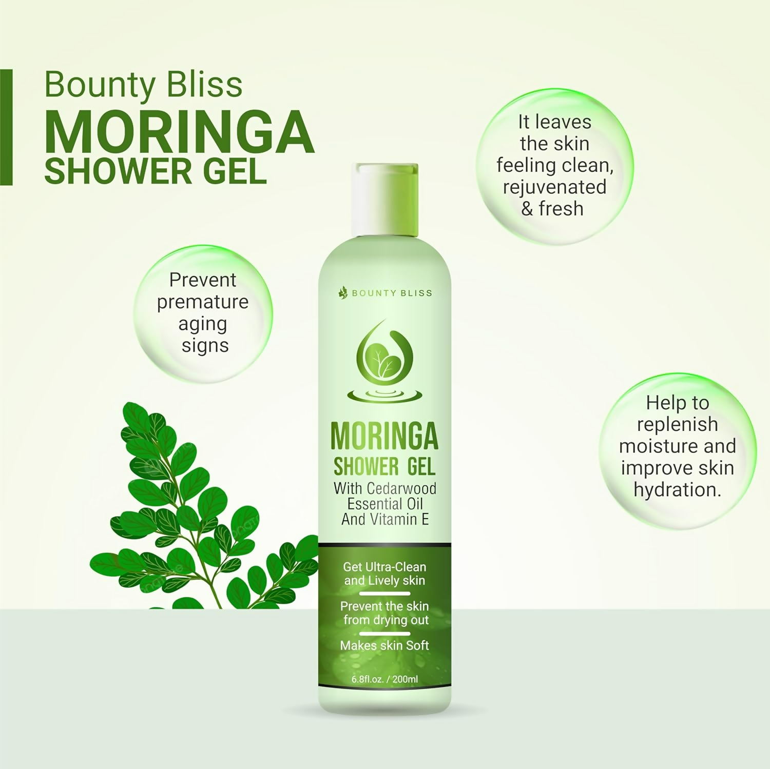 Bounty Bliss Moringa Shower Gel - Refreshing Cleanse with Natural Moringa Extract