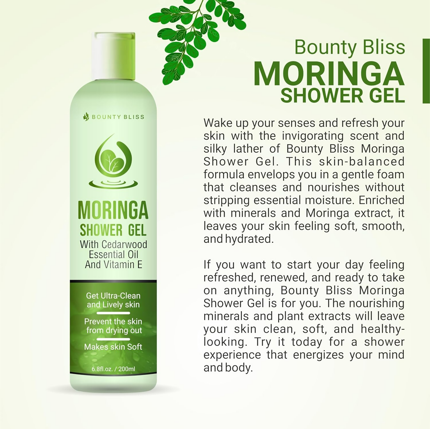 Bounty Bliss Moringa Shower Gel - Refreshing Cleanse with Natural Moringa Extract