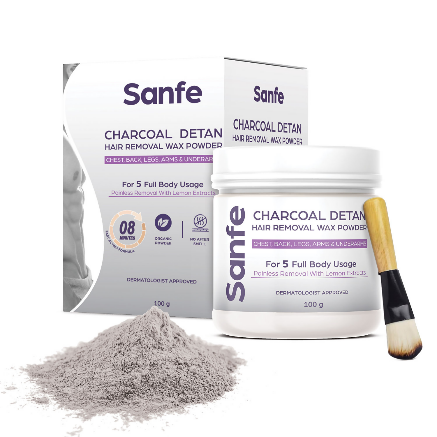 Sanfe Charcoal Detan Hair Removal Wax Powder