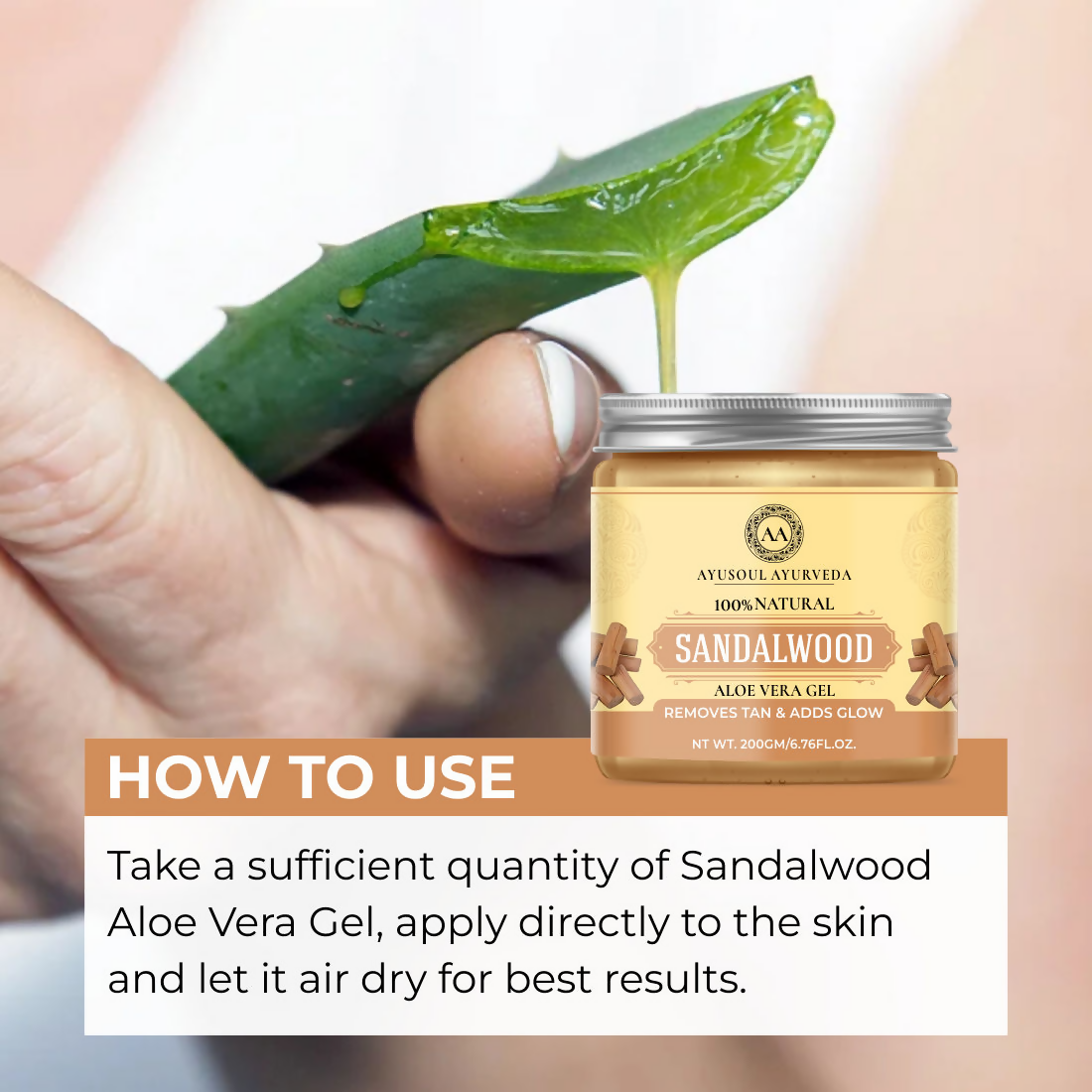 Ayusoul Ayurveda Sandalwood Aloe Vera Gel For Face & Body Skin Treatment