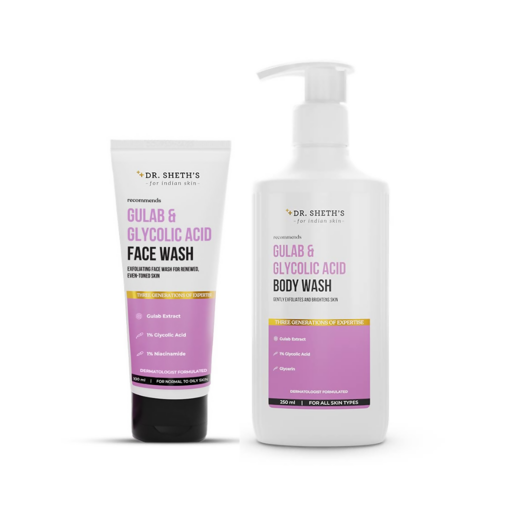 Dr. Sheth's Gulab & Glycolic Acid Face Wash & Exfoliating Body Wash Combo