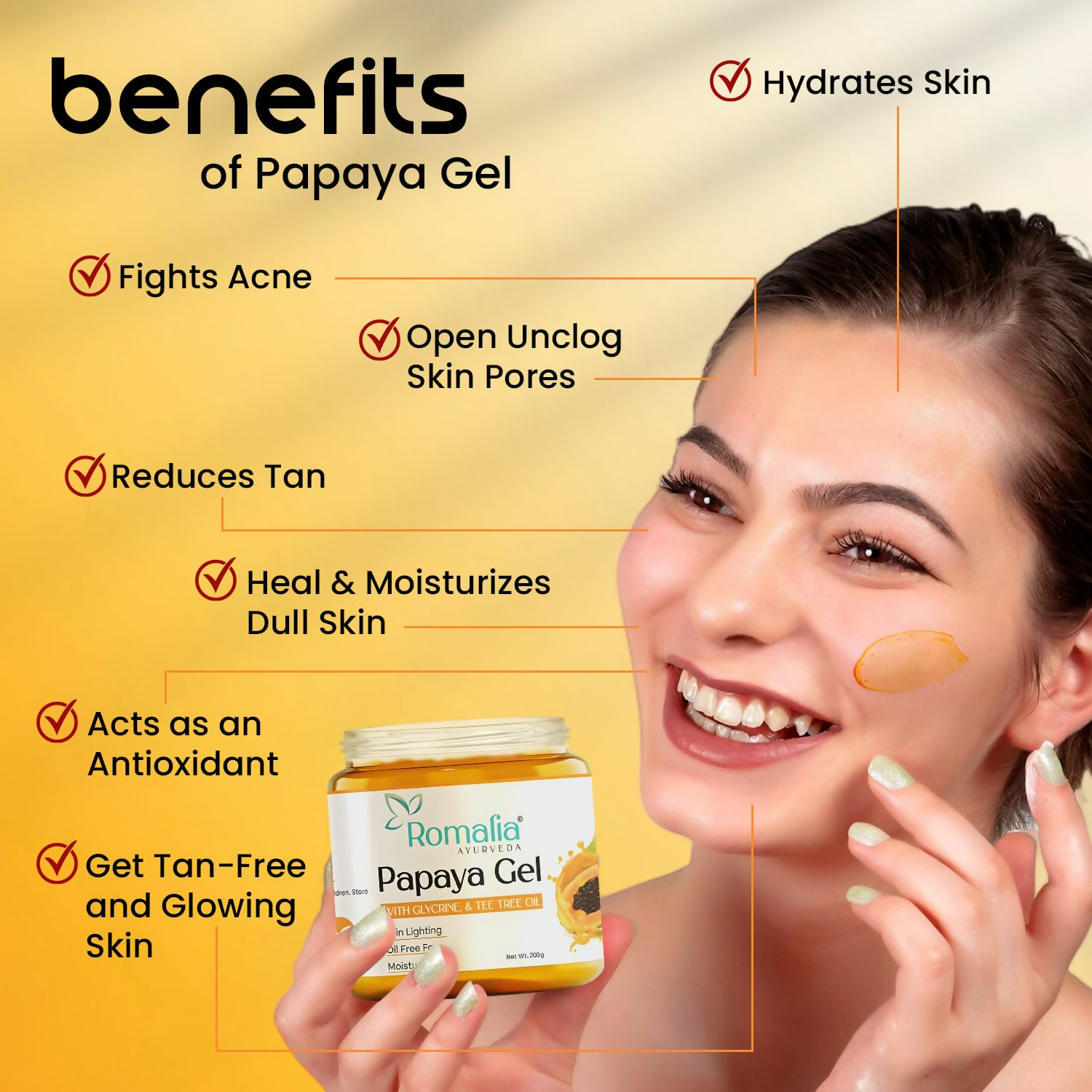 Romalia Ayurveda Papaya Extract Gel For Skin Pigmentation