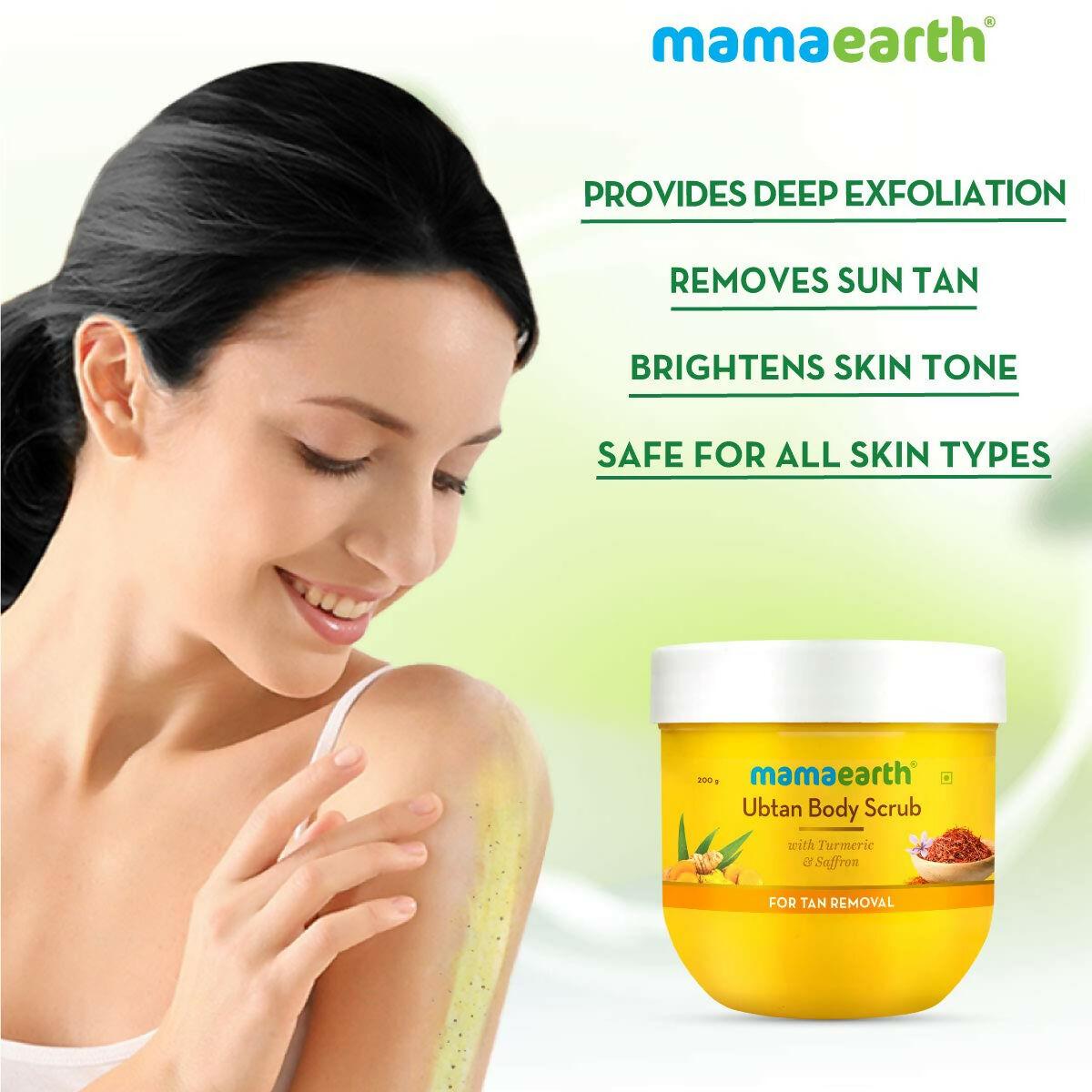 Mamaearth Ubtan Face Mask & Body Scrub with Turmeric & Saffron Combo For Tan Removal