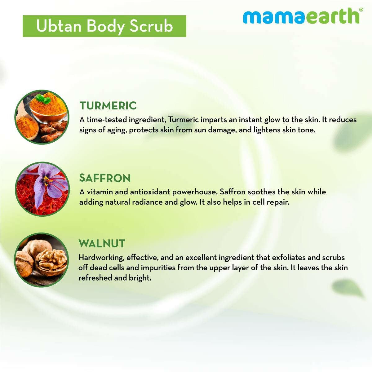 Mamaearth Ubtan Face Mask & Body Scrub with Turmeric & Saffron Combo For Tan Removal