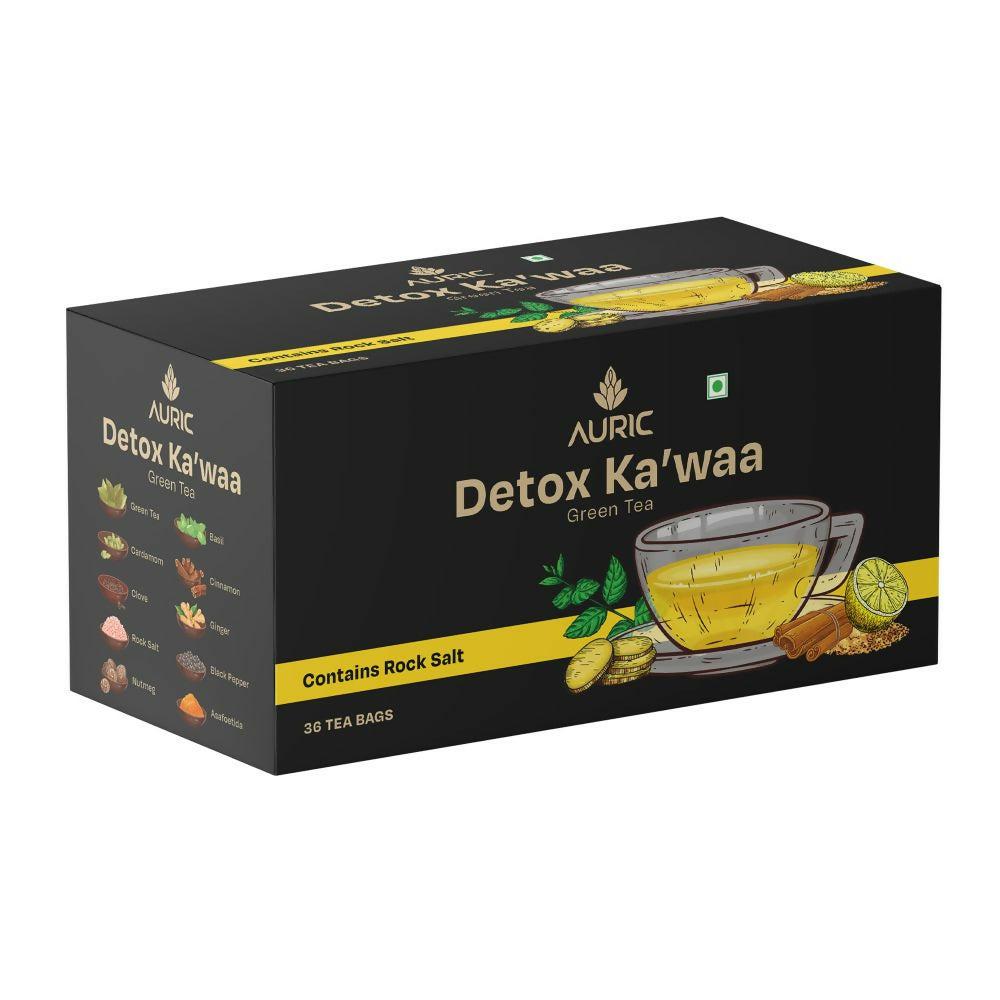 Auric Desi Kahwa Green Tea | 8 Real Ayurvedic Herbs & Rock Salt | Immunity Booster | Improves Digestion