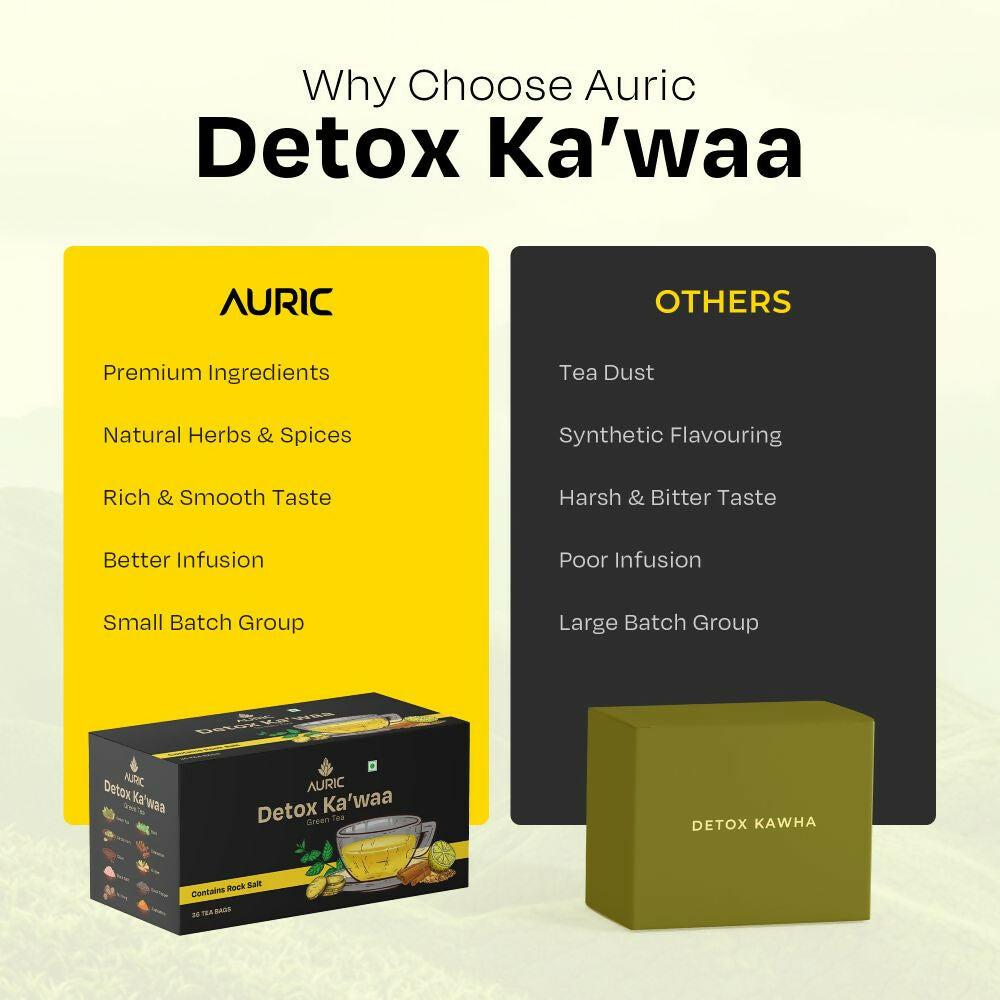 Auric Desi Kahwa Green Tea | 8 Real Ayurvedic Herbs & Rock Salt | Immunity Booster | Improves Digestion