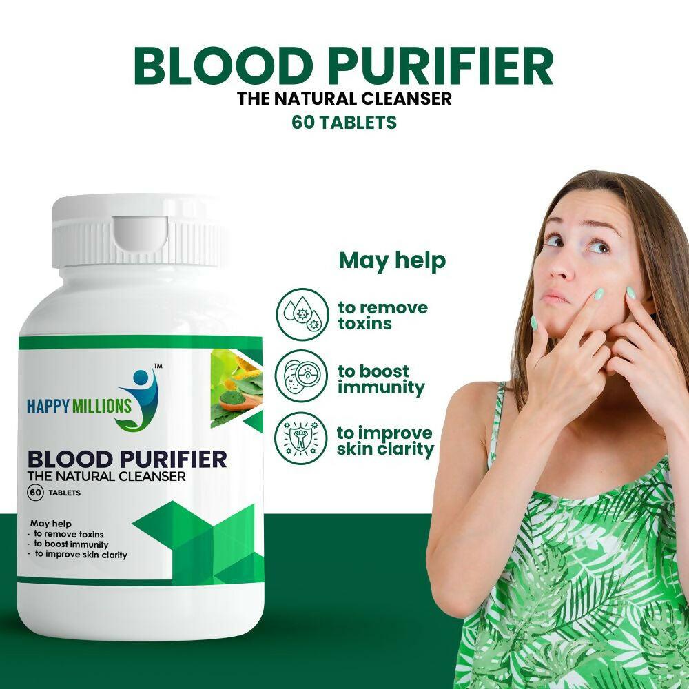 HappyMillions Blood Purifier Tablets | Ayurvedic Detox for Clear Skin & Immunity Boost