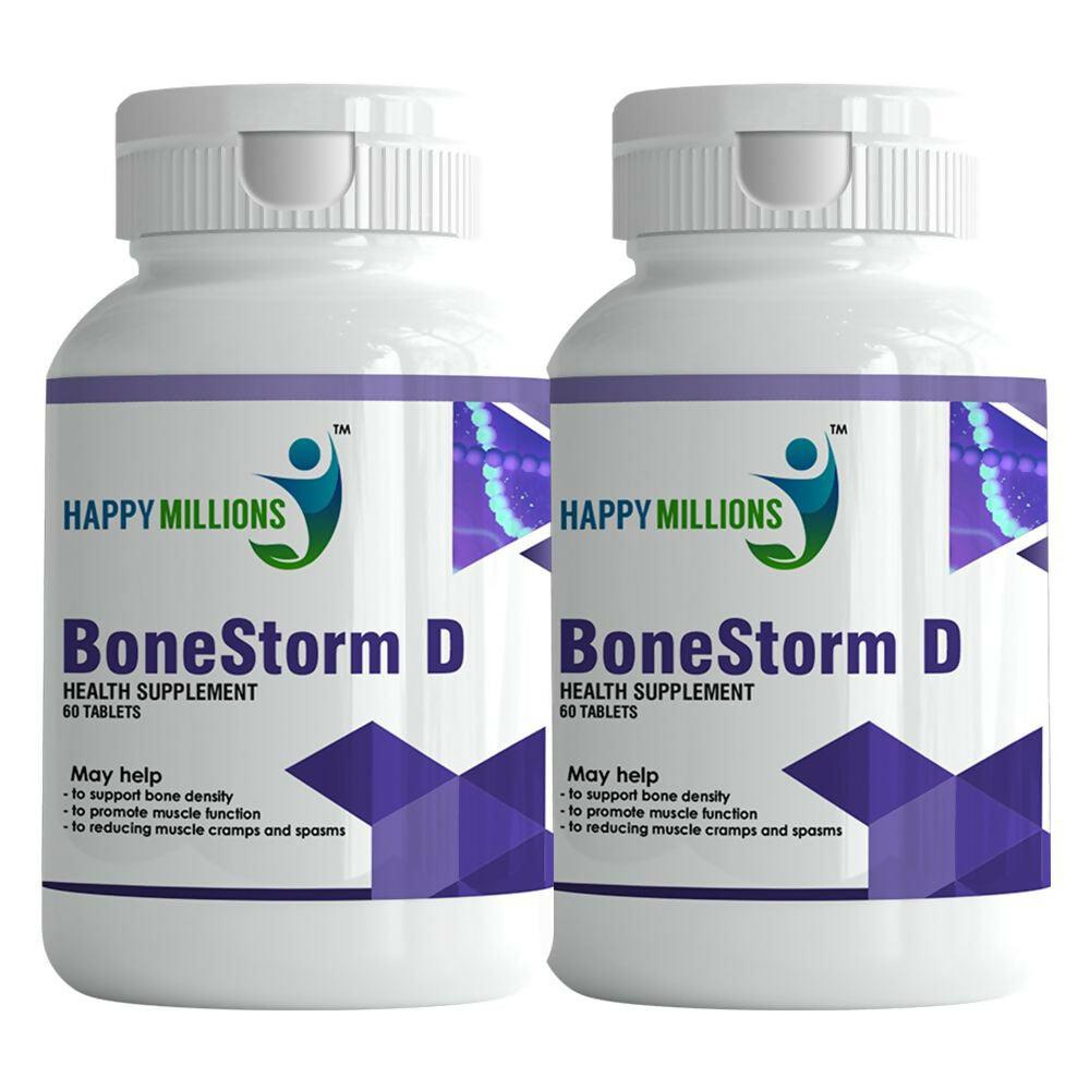 HappyMillions BoneStorm D Tablets | Calcium, Vitamin D3, Magnesium & Zinc