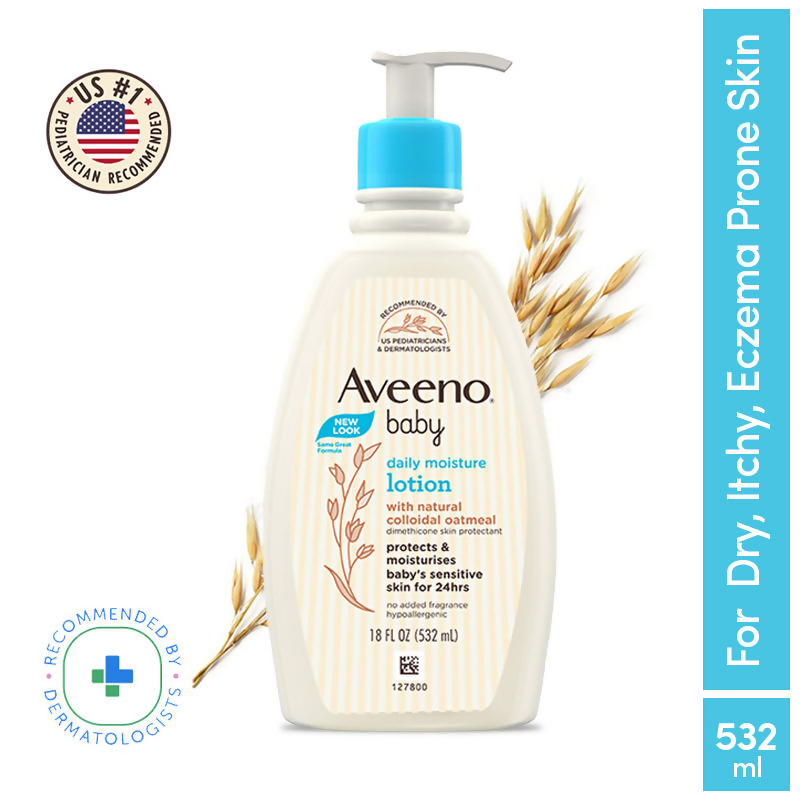 Aveeno Baby Daily Moisture Lotion, Oatmeal Face & Body Moisturizer for Dry, Itchy & Sensitive Skin