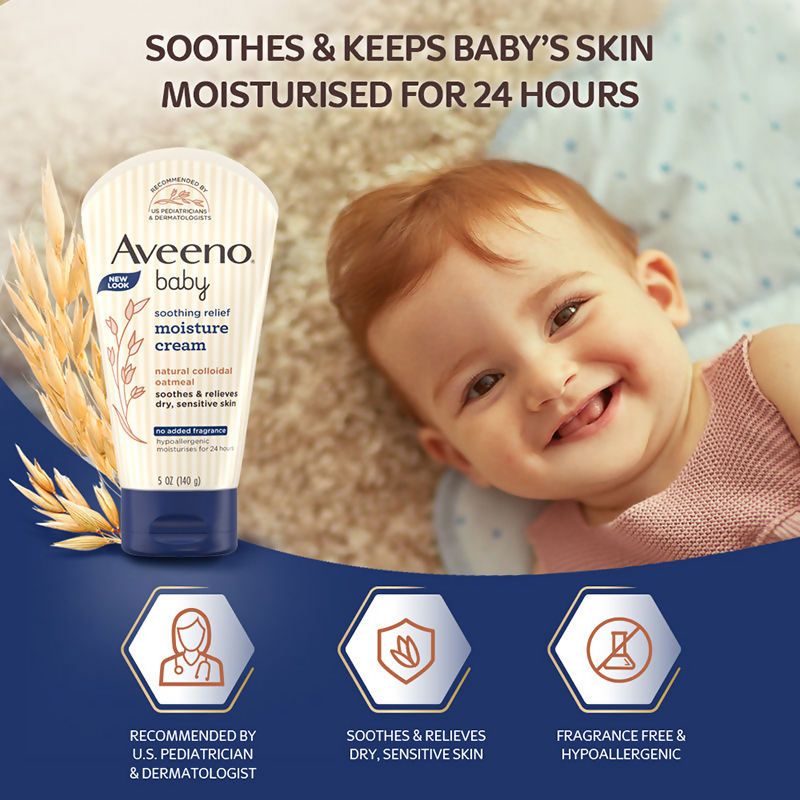 Aveeno Baby Soothing Relief Face & Body Moisture Cream - Oatmeal For Dry, Sensitive & Gentle Skin