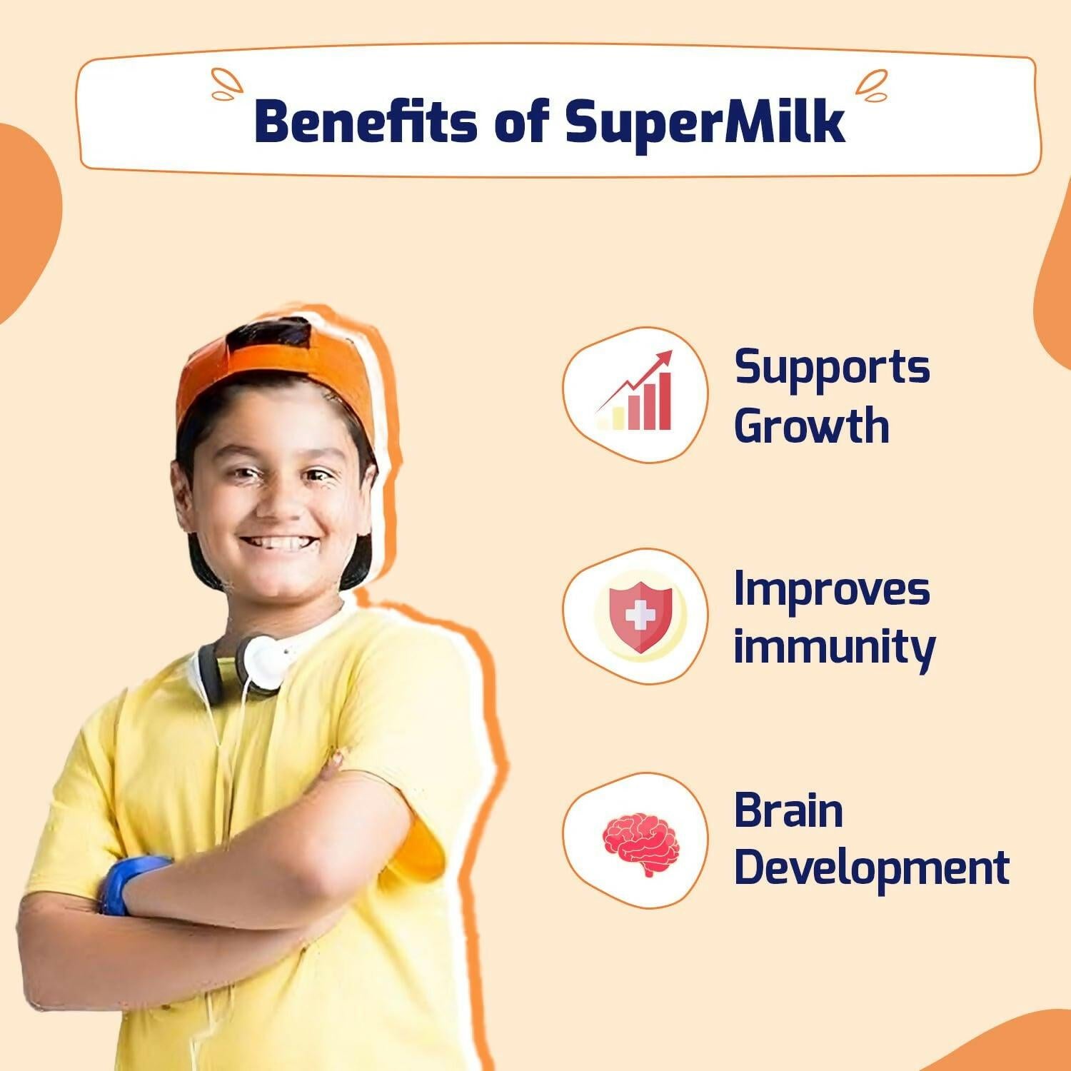 Gritzo SuperMilk Overall Growth (7-12y Boys), 9g Protein (Double Chocolate, Zero Refined Sugar, 21 Vitamins & Minerals