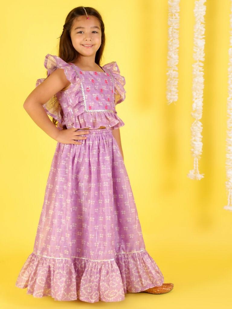 Lil Drama Girls Ghaghra Choli set - Purple