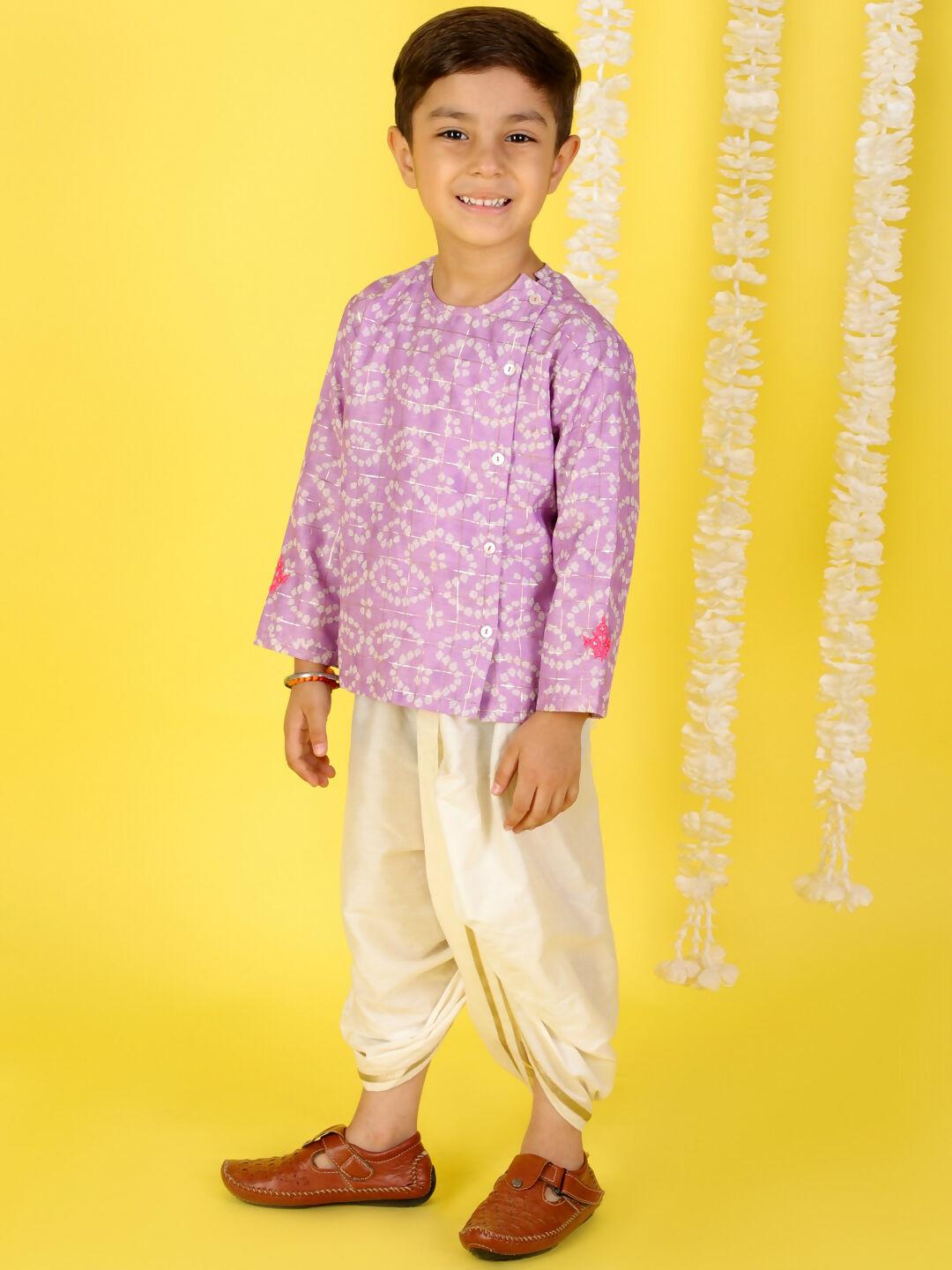 Lil Drama Boys Kurta Dhoti set - Purple