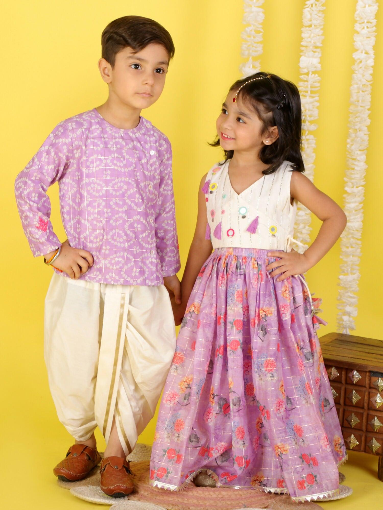 Lil Drama Boys Kurta Dhoti set - Purple