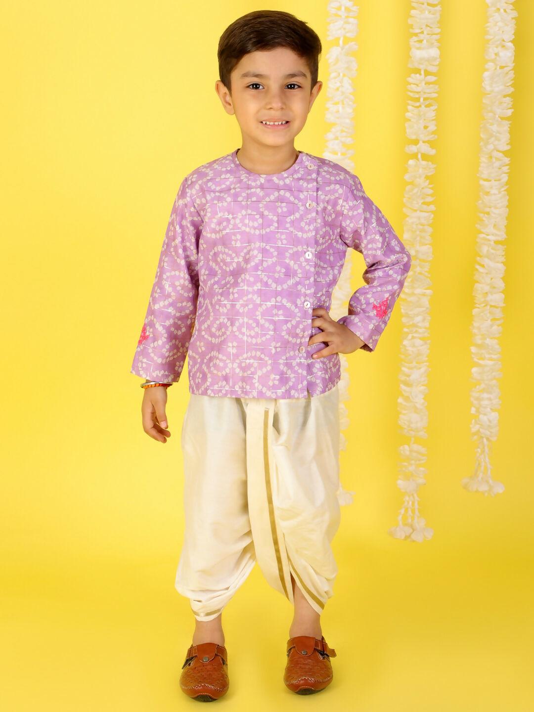 Lil Drama Boys Kurta Dhoti set - Purple