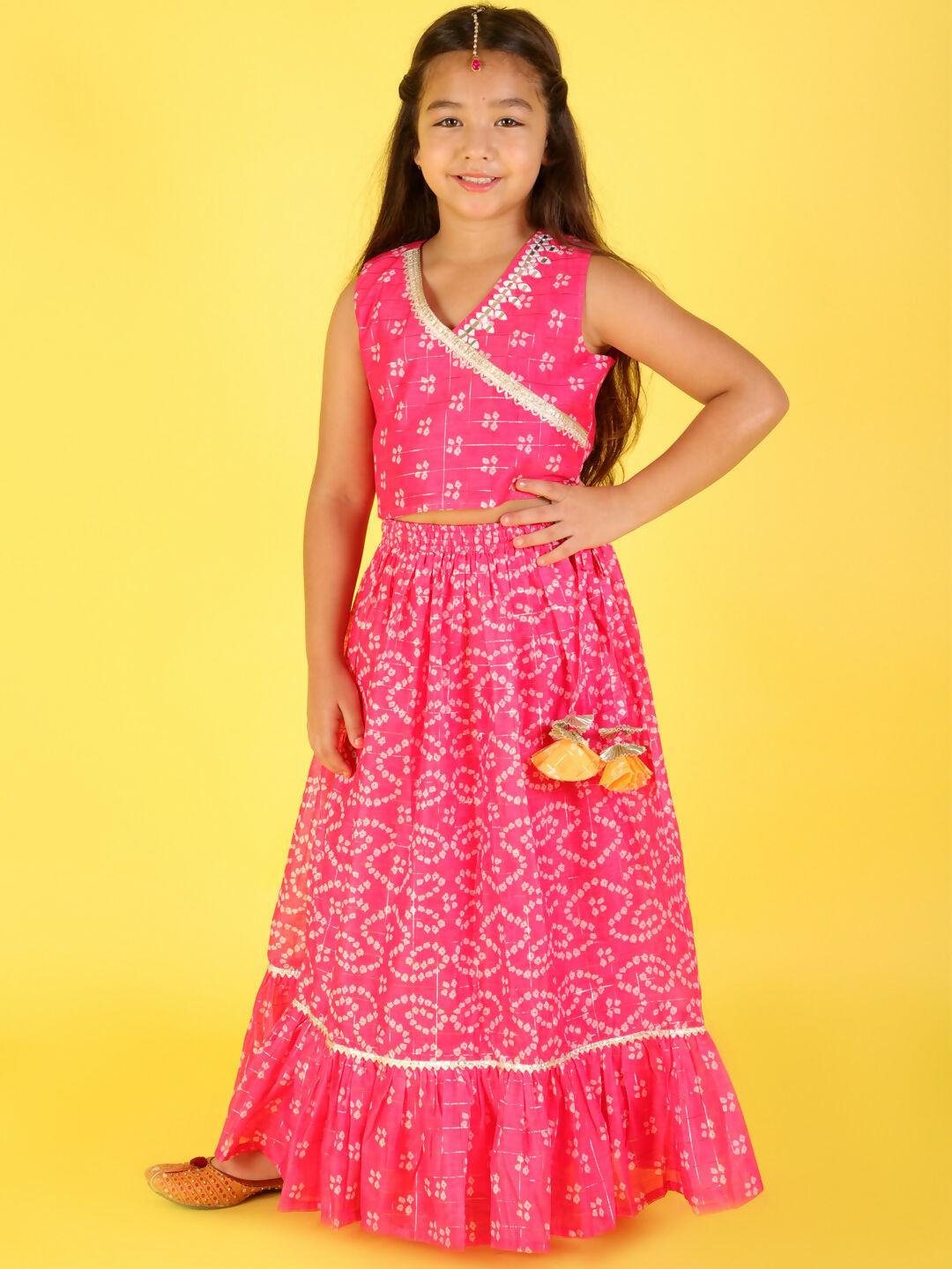 Lil Drama Girls Ghaghra Choli set - Pink