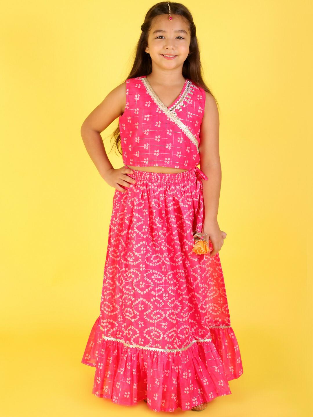 Lil Drama Girls Ghaghra Choli set - Pink