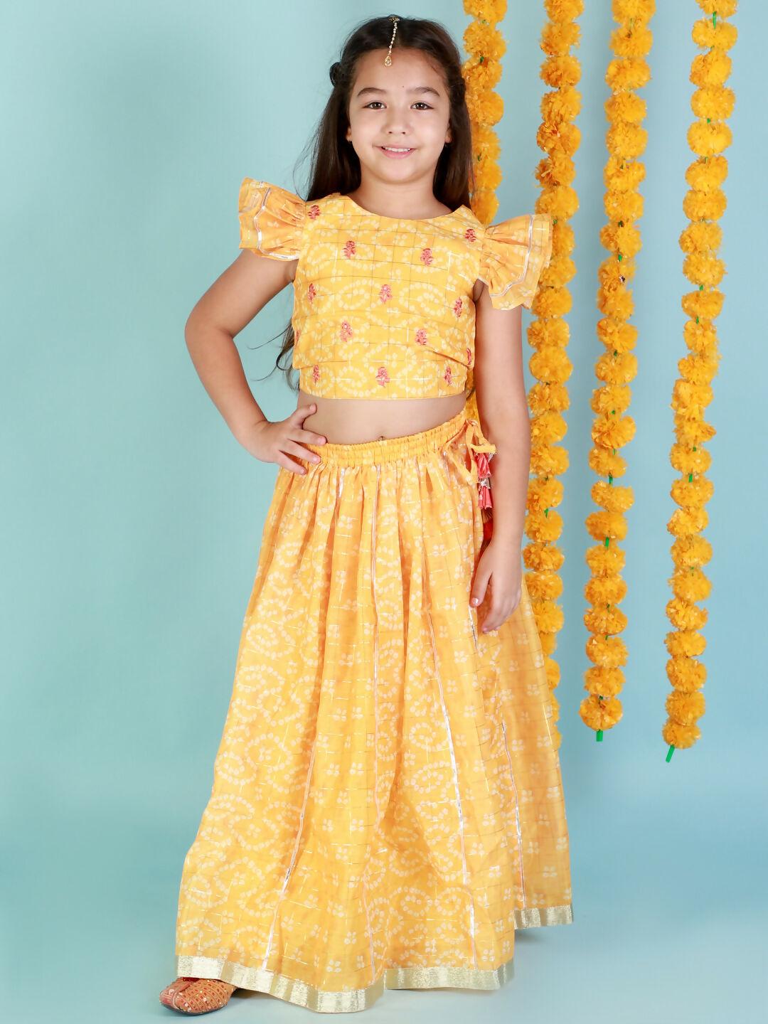 Lil Drama Girls Ghaghra Choli set - Yellow