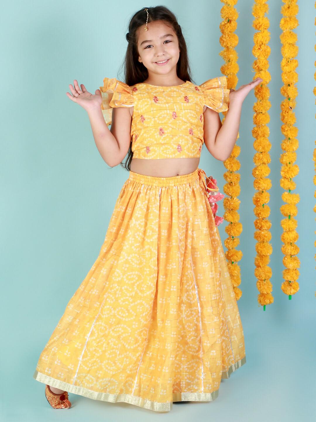 Lil Drama Girls Ghaghra Choli set - Yellow