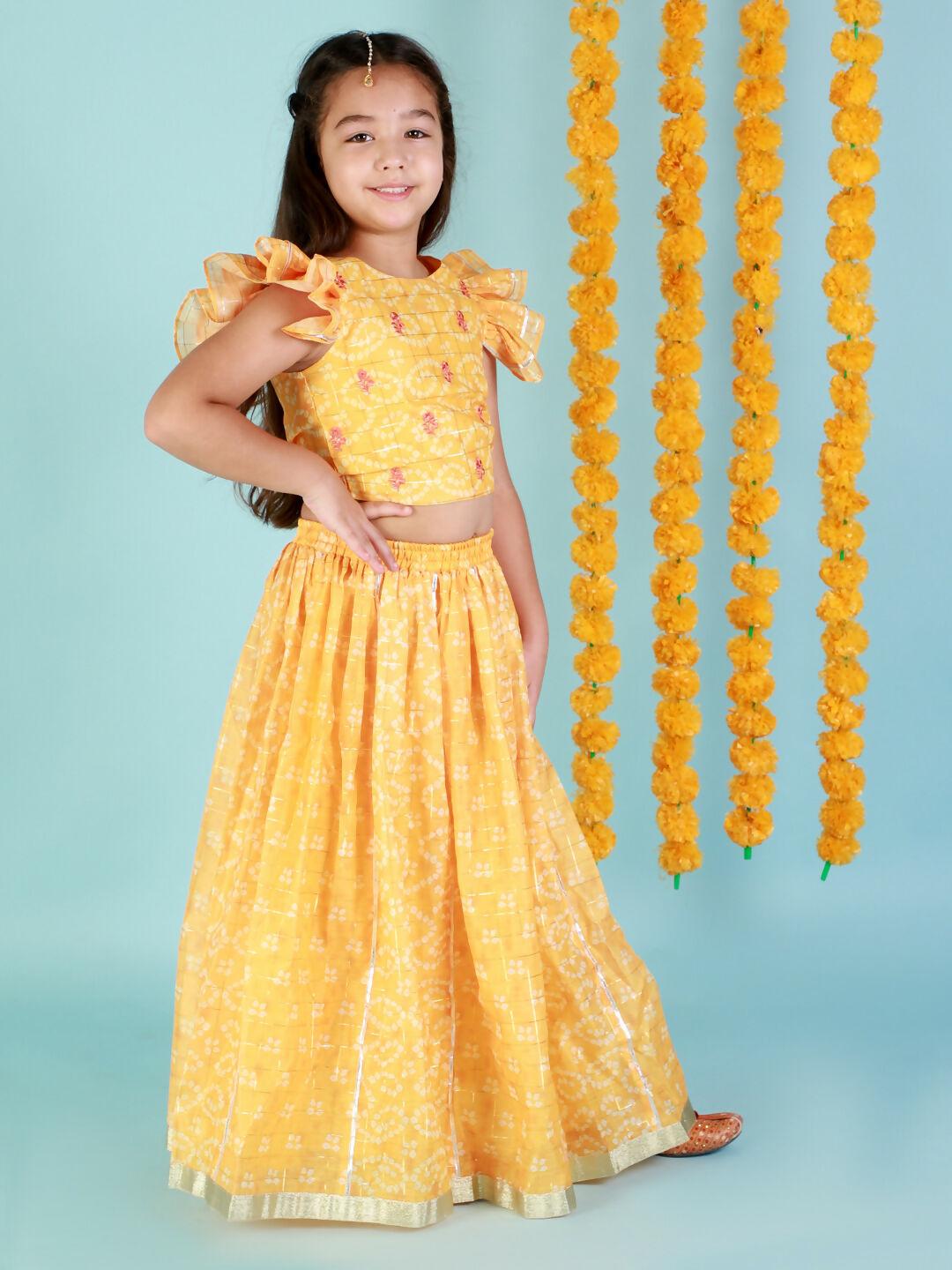 Lil Drama Girls Ghaghra Choli set - Yellow