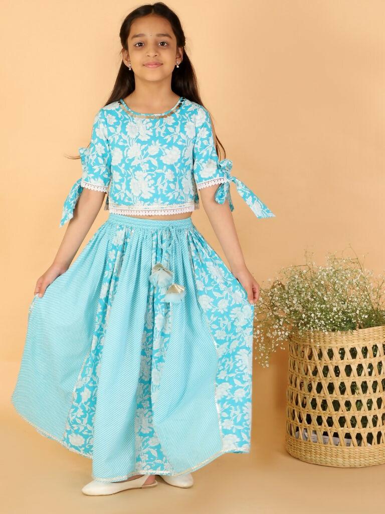 Lil Drama Girls Ghaghra Choli set - Sky Blue