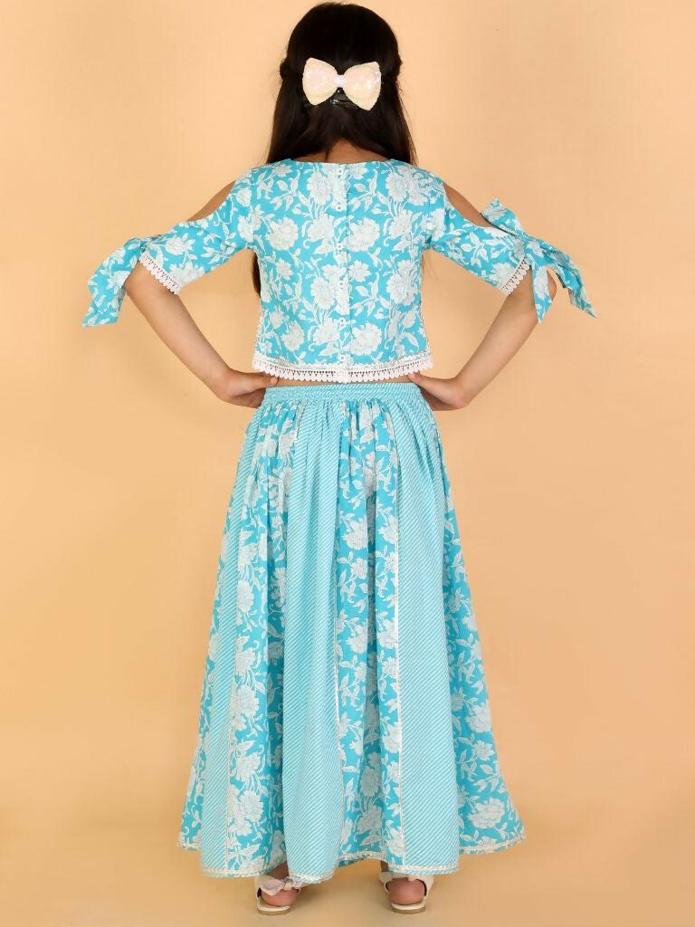 Lil Drama Girls Ghaghra Choli set - Sky Blue