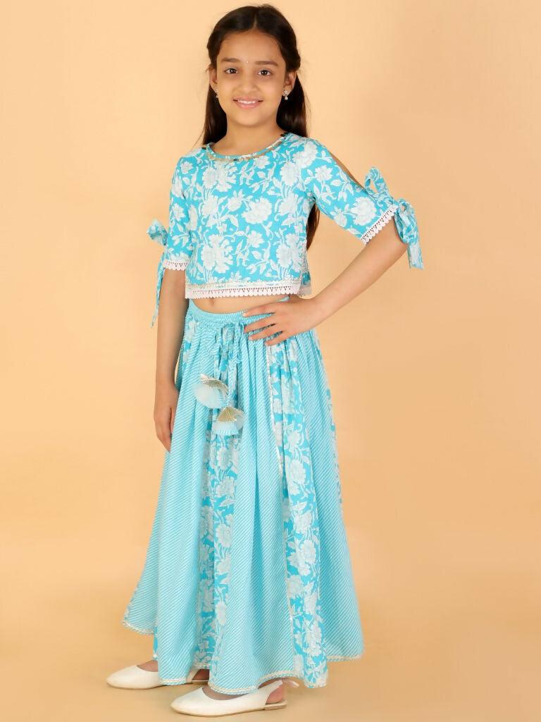 Lil Drama Girls Ghaghra Choli set - Sky Blue