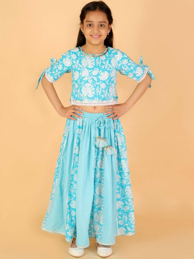 Lil Drama Girls Ghaghra Choli set - Sky Blue