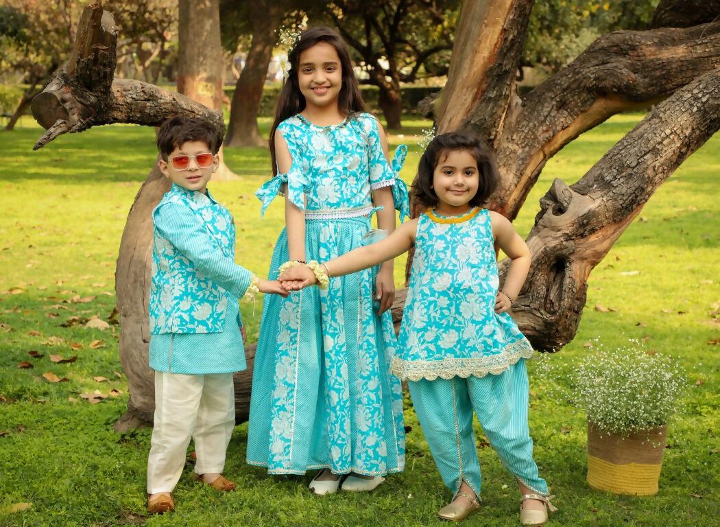 Lil Drama Girls Ghaghra Choli set - Sky Blue