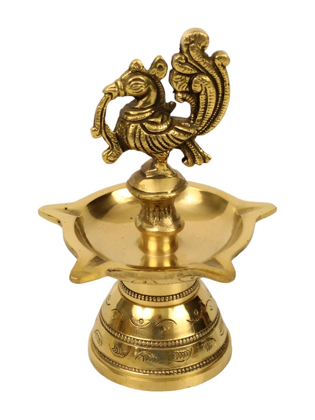 Spillbox Gold-Toned Brass Annam Five Face Diya Pooja Essential