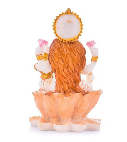 Soni Craft Handmade Poly Resin Lakshmi Ji Sculpture Sitting On Lotus Statue