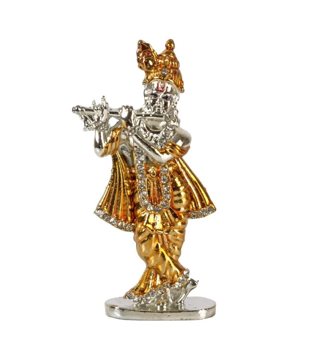 Relicon Lord Krishna Idol Silver Gold Metal Statue