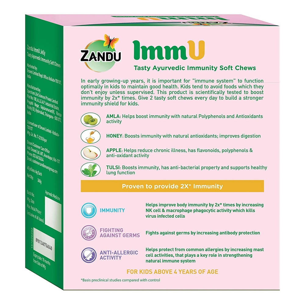 Zandu ImmU Tasty Ayurvedic Soft Chews For Kids Mango Flavour