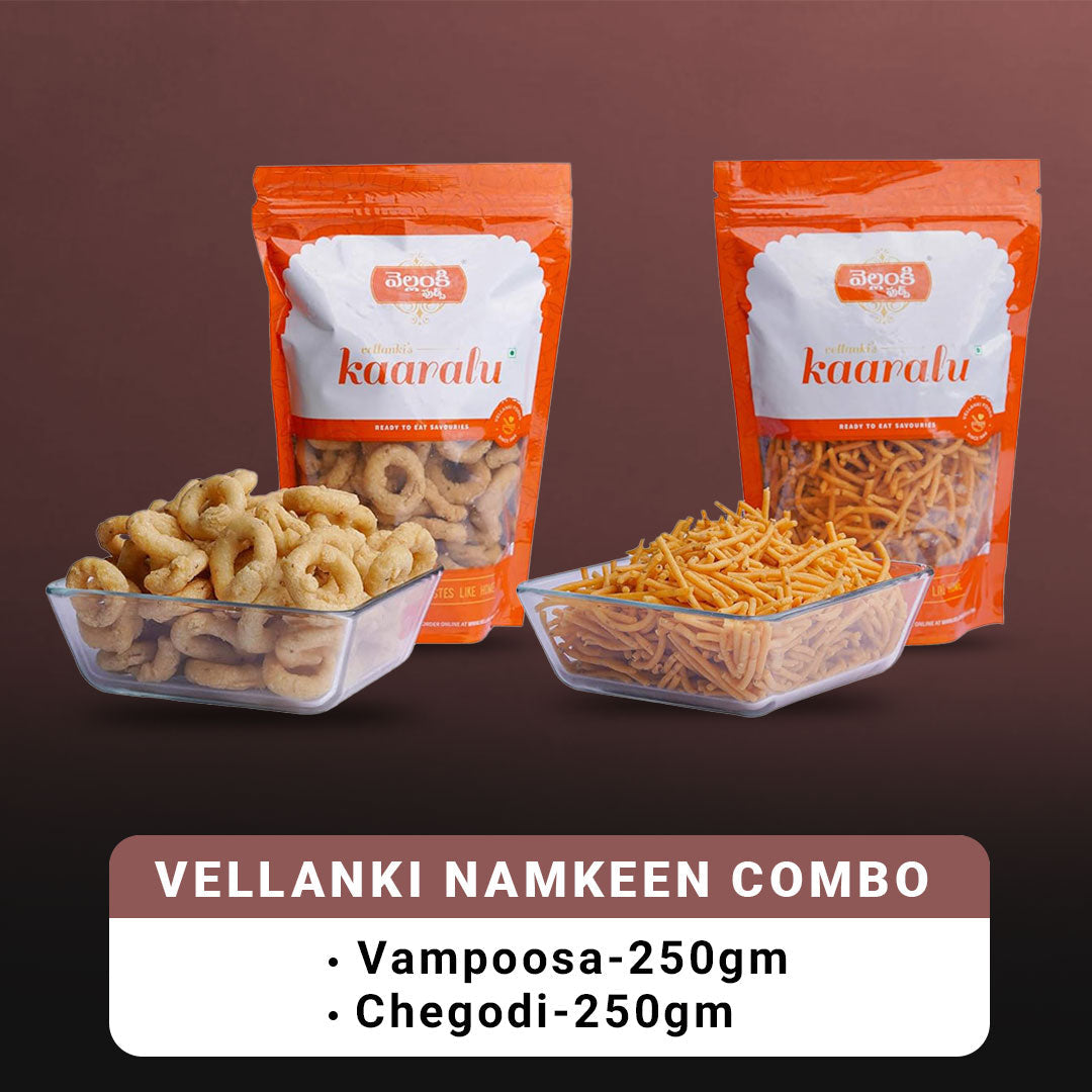 Vellanki Foods Snacks Combo (250 gm Each) - Vampoosa, Chegodi