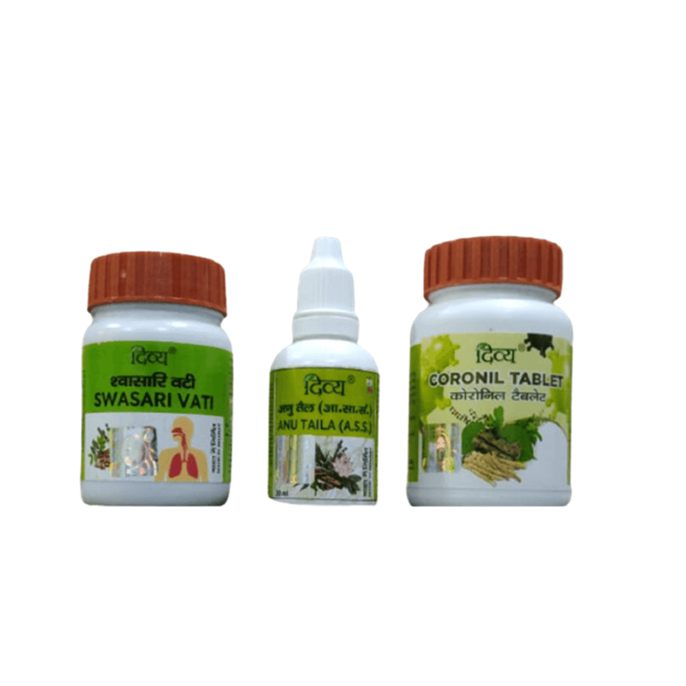 Patanjali Divya Coronil Kit - Coronil Tablet, Anu Taila, Swasari Vati