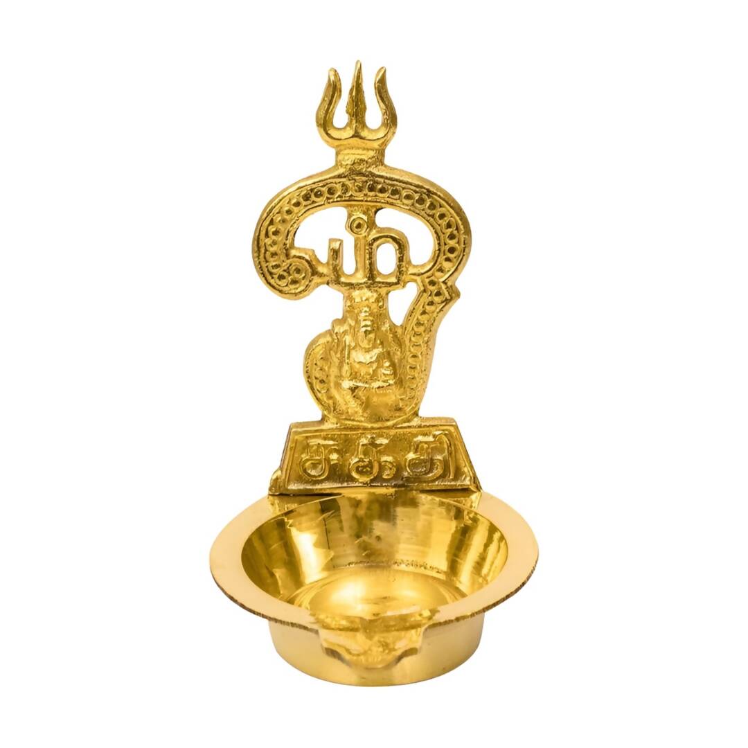 Spillbox Gold-Toned Brass Om Sakthi Diya Pooja Essential