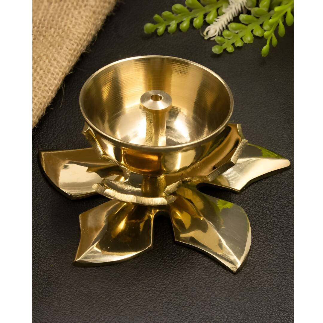 Spillbox Gold Toned Kamal Jyothi Diya Pooja Essentials