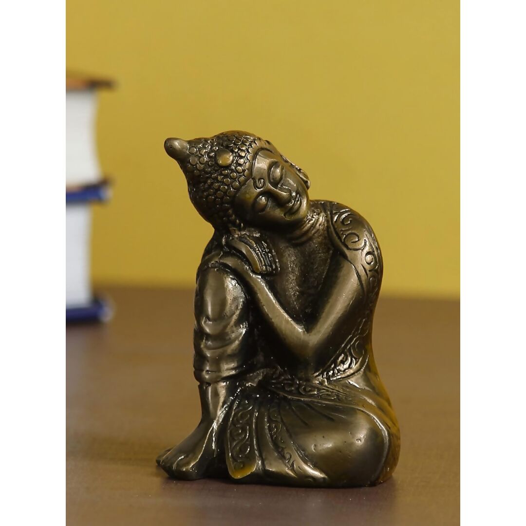 eCraftIndia Brown Metal Resting Buddha Statue