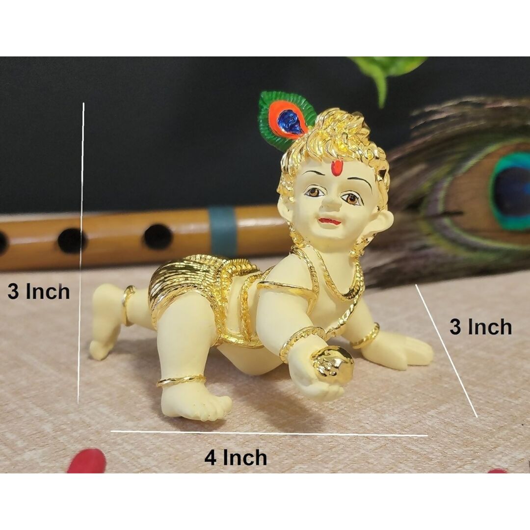 Gold Art India Silver Plated Matte Laddu Gopal Idol