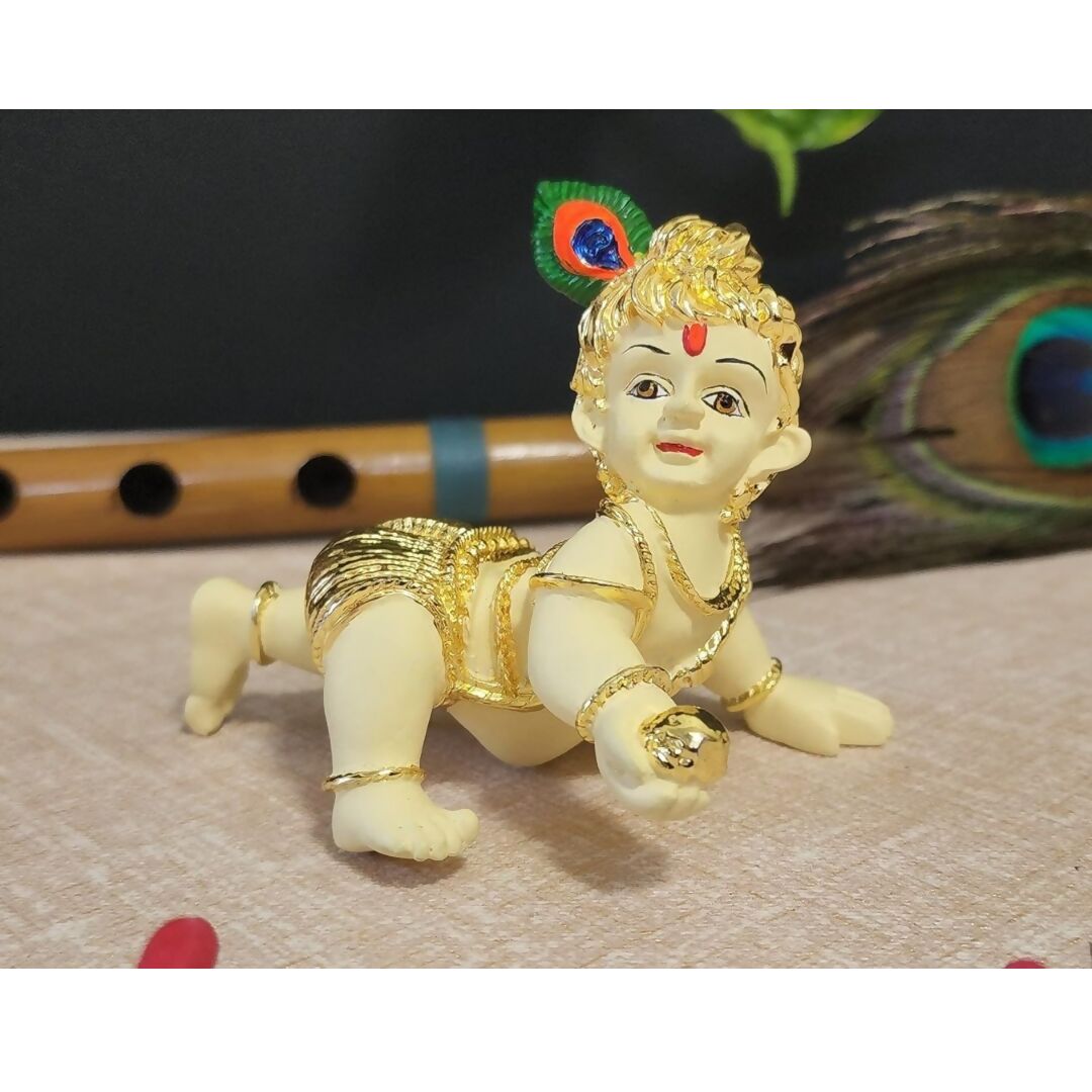 Gold Art India Silver Plated Matte Laddu Gopal Idol