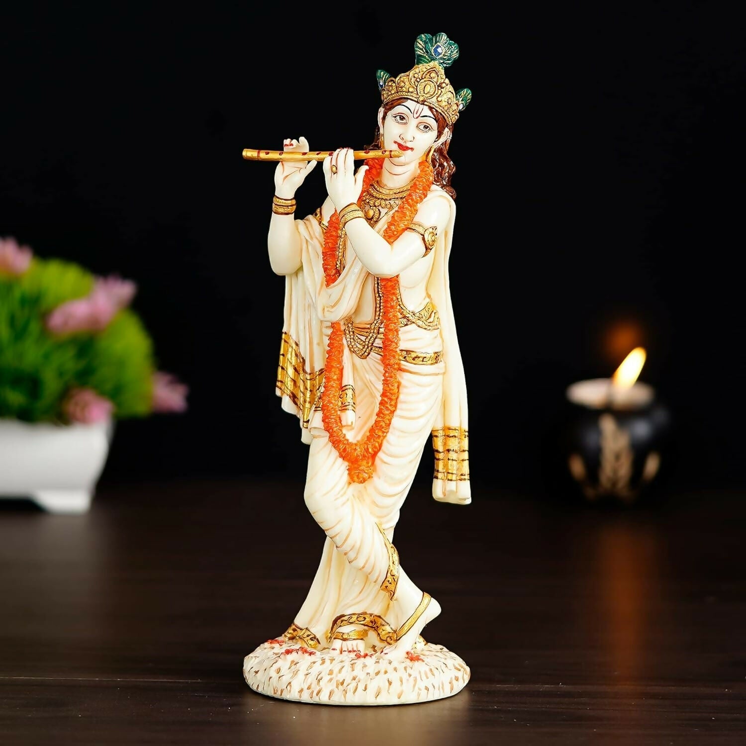 Shyam Antique Creation Lord shri Krishna Playing Flute Standing kanha Idol