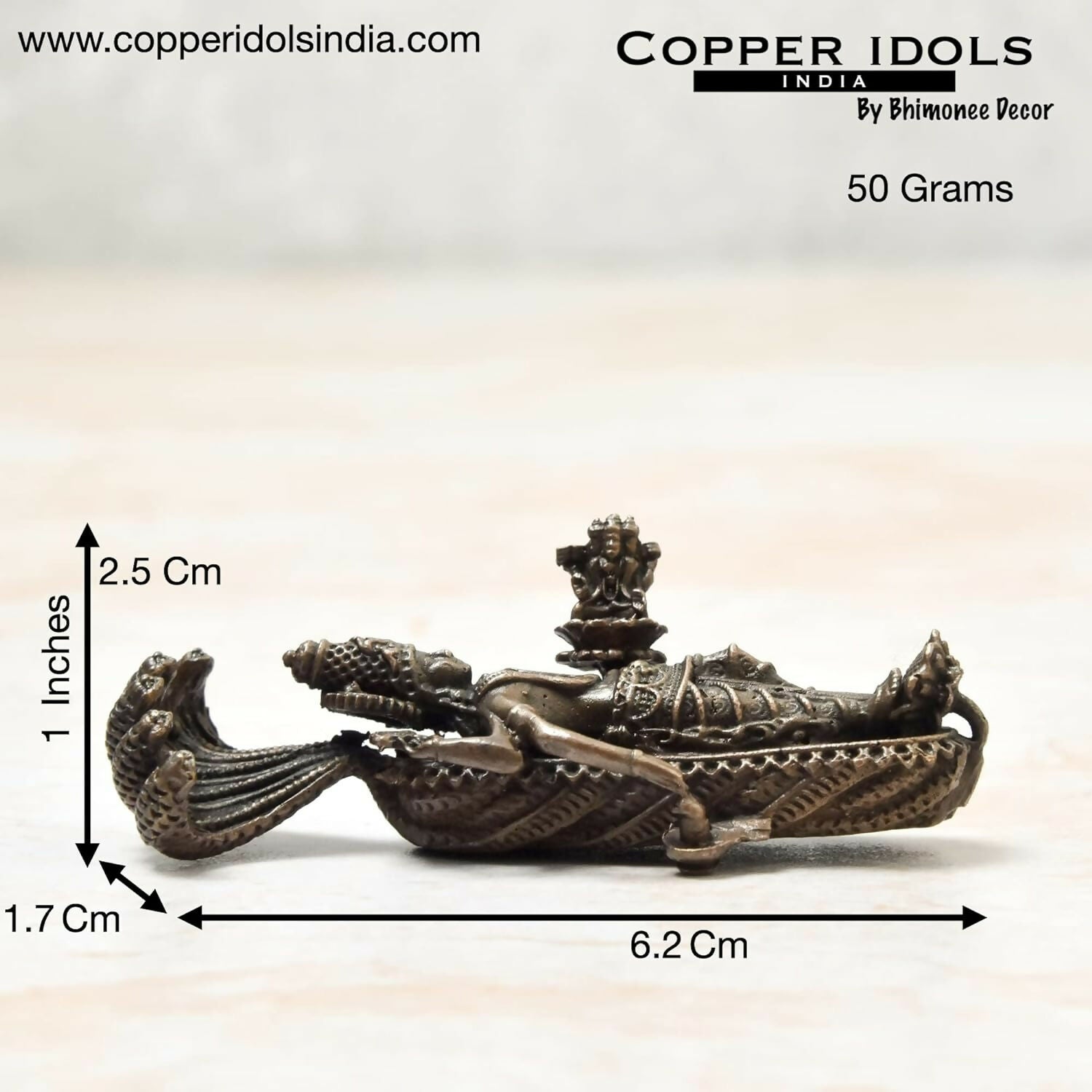 Copper Idols India - By Bhimonee Decor Handmade Ranganatha Swamy Idol