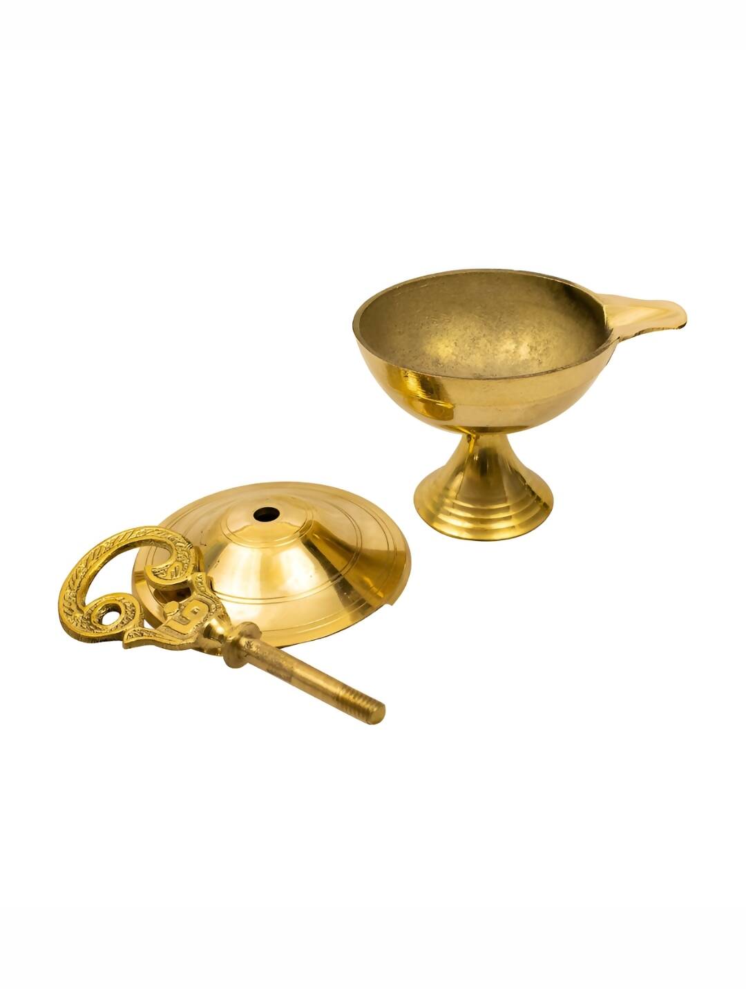 Spillbox Gold-Toned Brass Om Closed Diya Pooja Essential