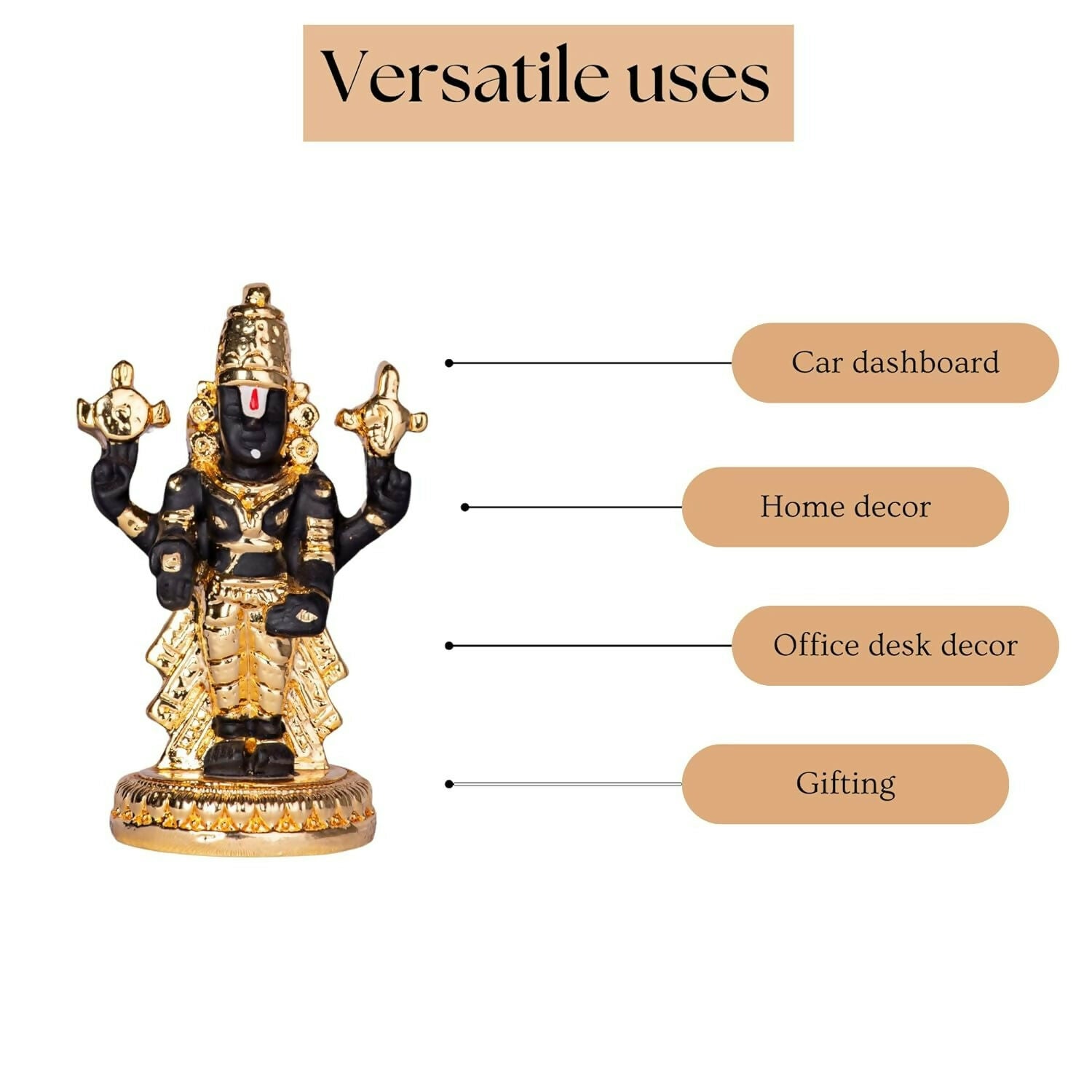 House Of Wemy 24k Gold Plated Premium Balaji Statue