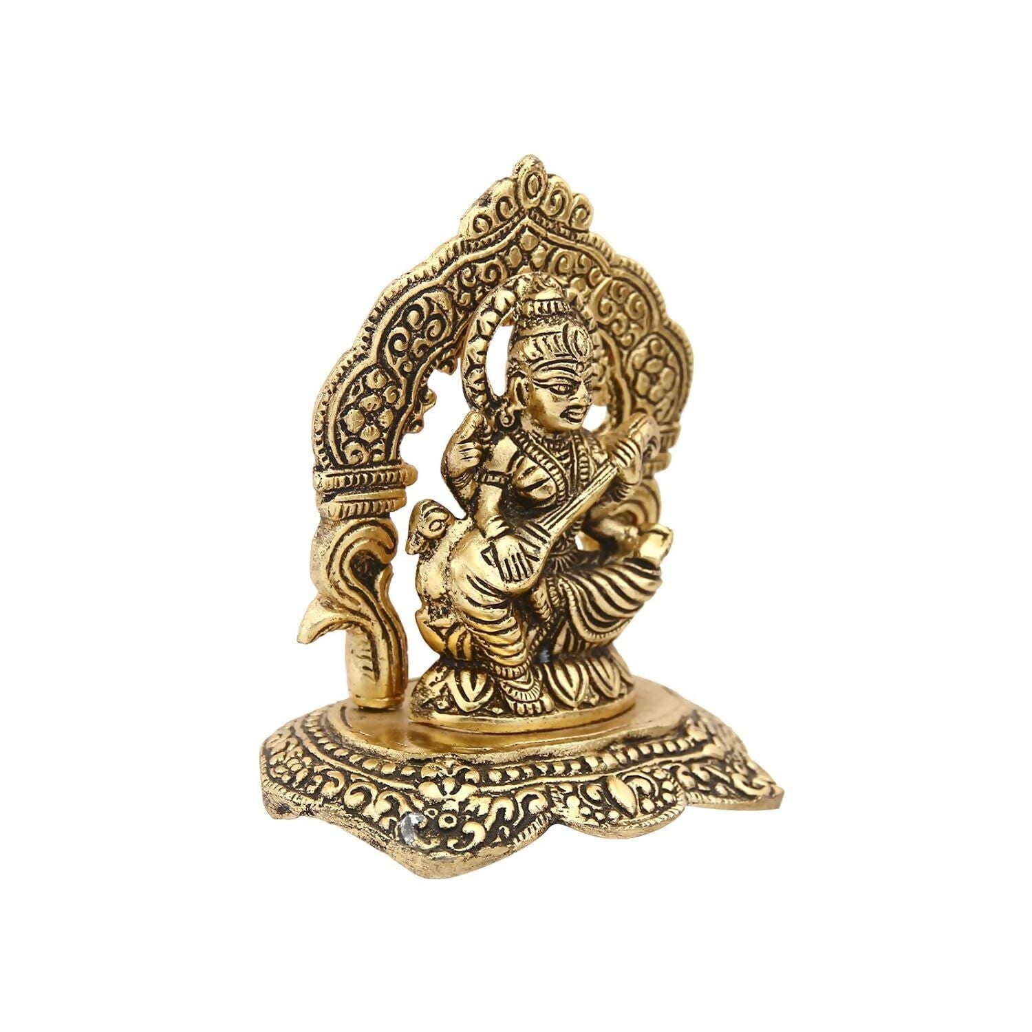 Handicrafts Paradise Metal Goddess Saraswati Idol